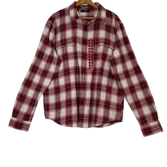 Lucky Brand Other - NWT Lucky Brand Men’s Flannel Plaid Shirt Size XL Classic Red and White Western